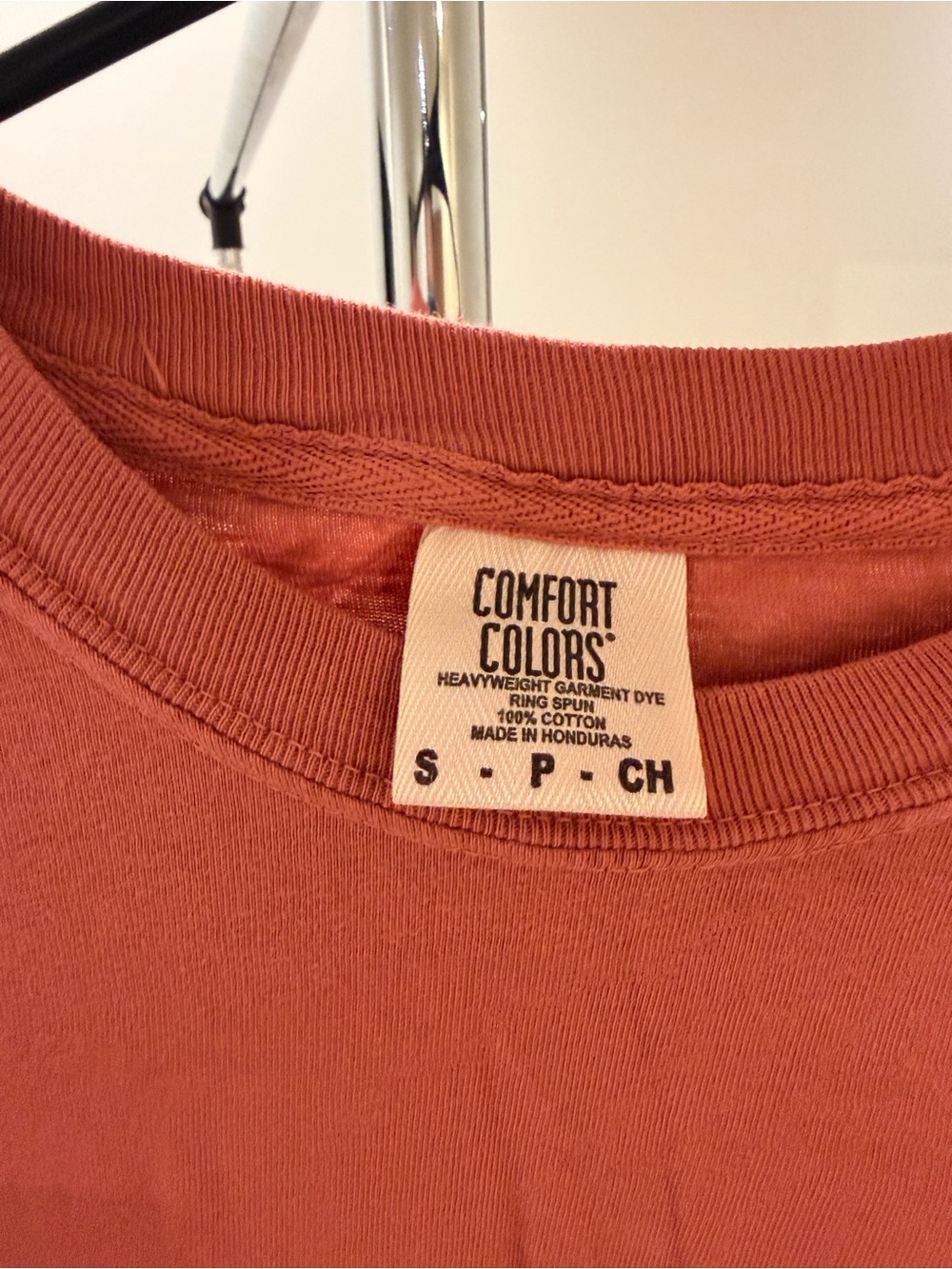 Comfort Colors Rust Orange Short Sleeve Pocket Tee with Floral Embroidery - Picture 3 of 3